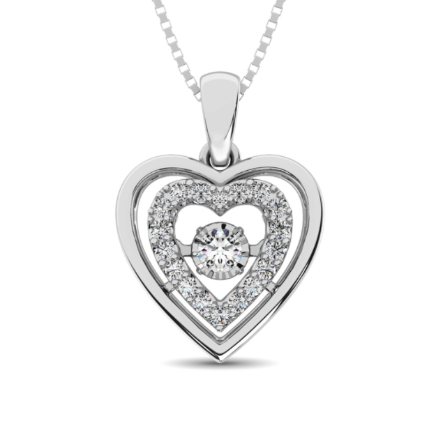 Sterling Silver Floating Heart Shape Necklace